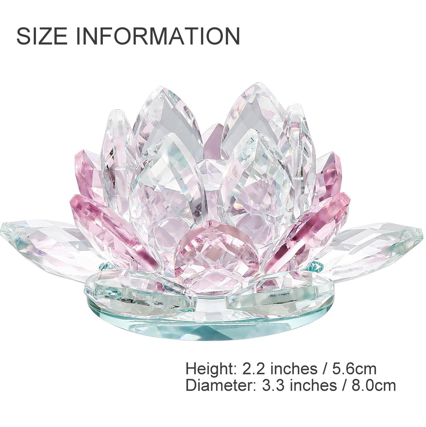TENGFENG Crystal Lotus Flower Bicolor - Hue Reflection Glass Lotus Flower Feng Shui Home Decor Lucky Charm Crystal Figurine with Gift Box Collectible Figurines (Pink, 3.3 inches)