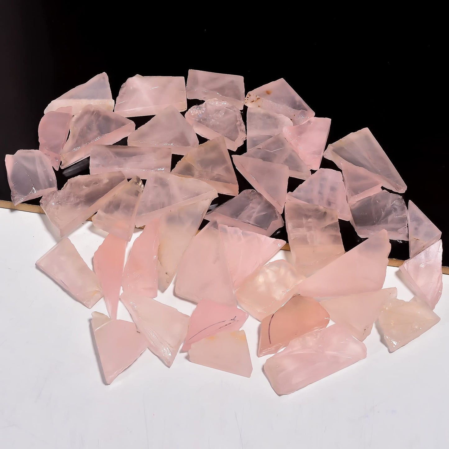 Natural Rose Quartz Raw Slice Gemstone- Healing Crystals for DIY Jewelry Making -Loose Natural Cabochon -Perfect for Crafting Unique Jewelry Designs (5 pcs, 25-35 mm)