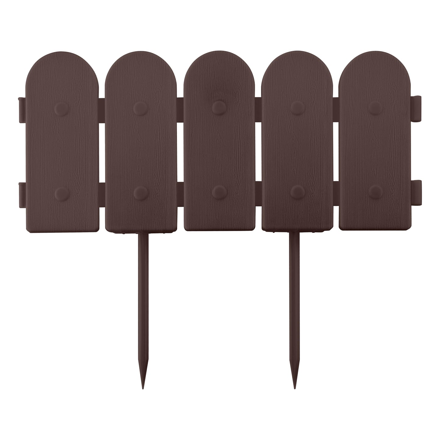 Evelyne Garden Border Plastic Edging: Wooden Fence Design - 8pcs Brown Yard Landscaping Fence Liner Lawn Edge Barrier - 10ft Kit of Decorative Lawn Panels Elements -Landscaping Edging-GMT-10374-A08