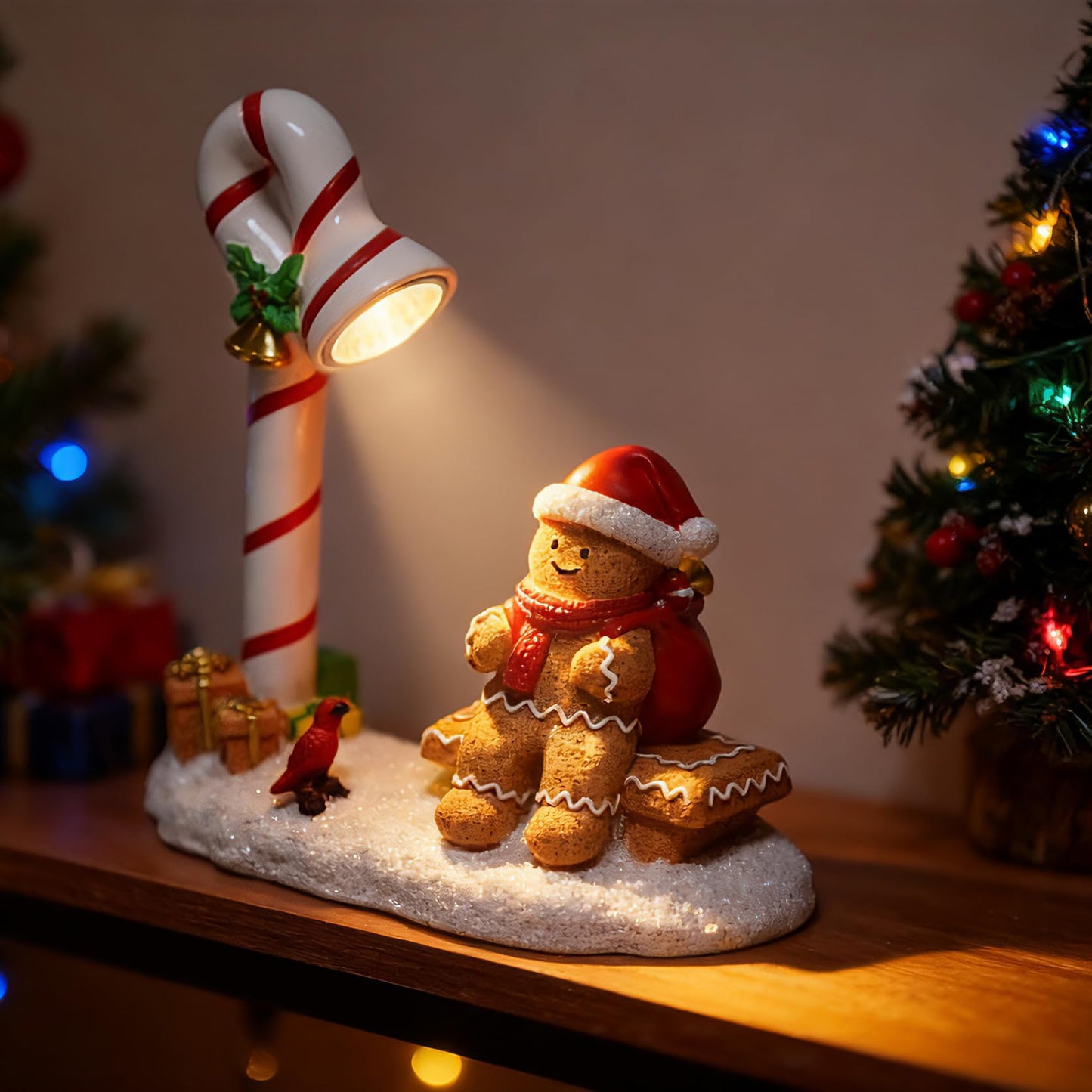 YOQUATE Christmas Gingerbread Man Decorations Indoor Home Decor Christmas Gingerbread Man Figurines Winter for Table Top Centerpiece Fireplace Decor Cute Decoration Gift（GB）