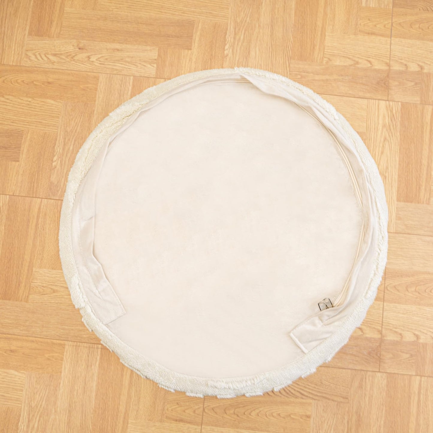 Asuprui Plush Fabric Ottoman Footrest – 20"x14" Soft Foam Pouf with Removable Cover Perfect for Living Room, Bedroom & Dorm(Linen)