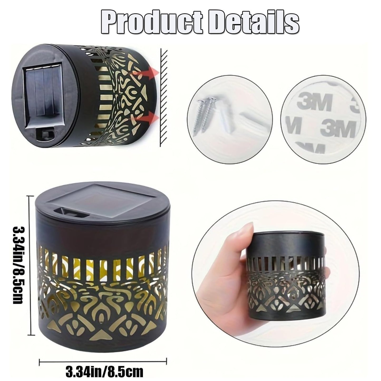 Yalemie Solar Mandala Fence Lights, Decorative Solar Mandala Lights, Waterproof LED Decorative Lighting for Garden Post Patio Backyard Yard Art Decor