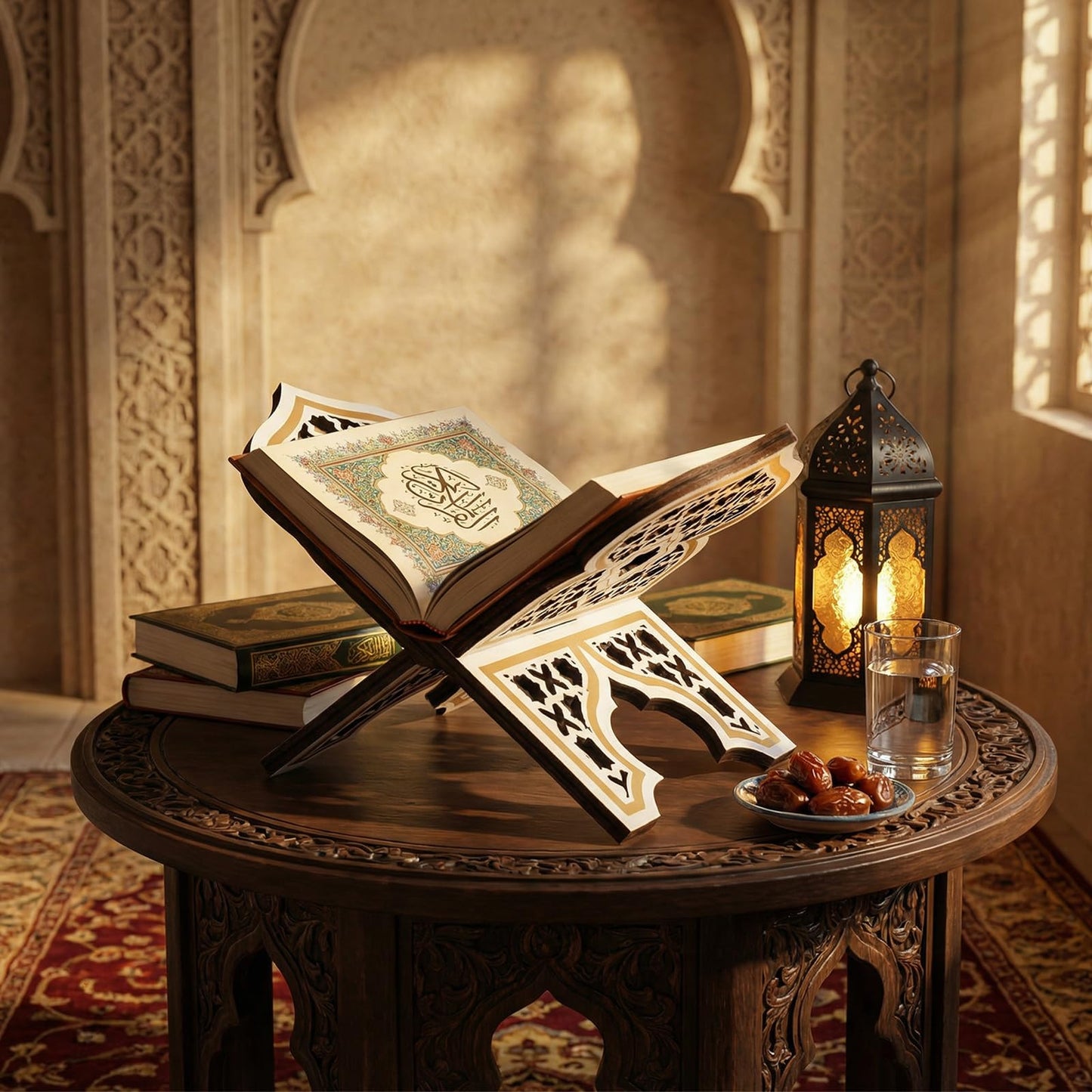 Weysat Quran Stand Bible Stands for Reading Quran Bible Holder Rehal Wooden Carved Eid Decorative Book Shelf Islamic Rehal Gift for Reading Religious Texts Durable Support