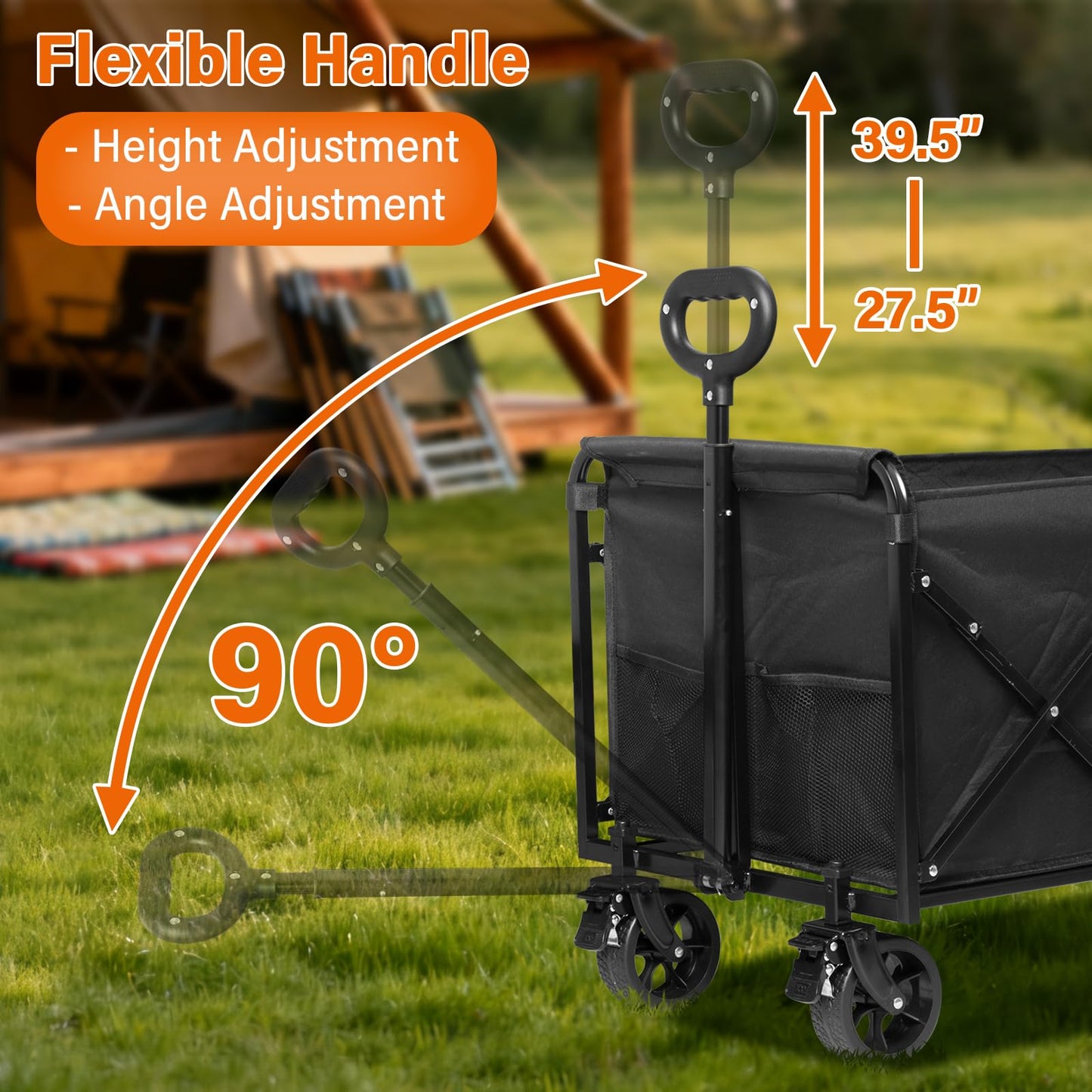 Wagons Carts Foldable — Heavy Duty Collapsible Wagon for Groceries, Apartment Moving & Storage Wagon cart with Wheels Foldable,Portable Folding Wagon for Yard Work, Travel, Shopping,Picnic & Beach