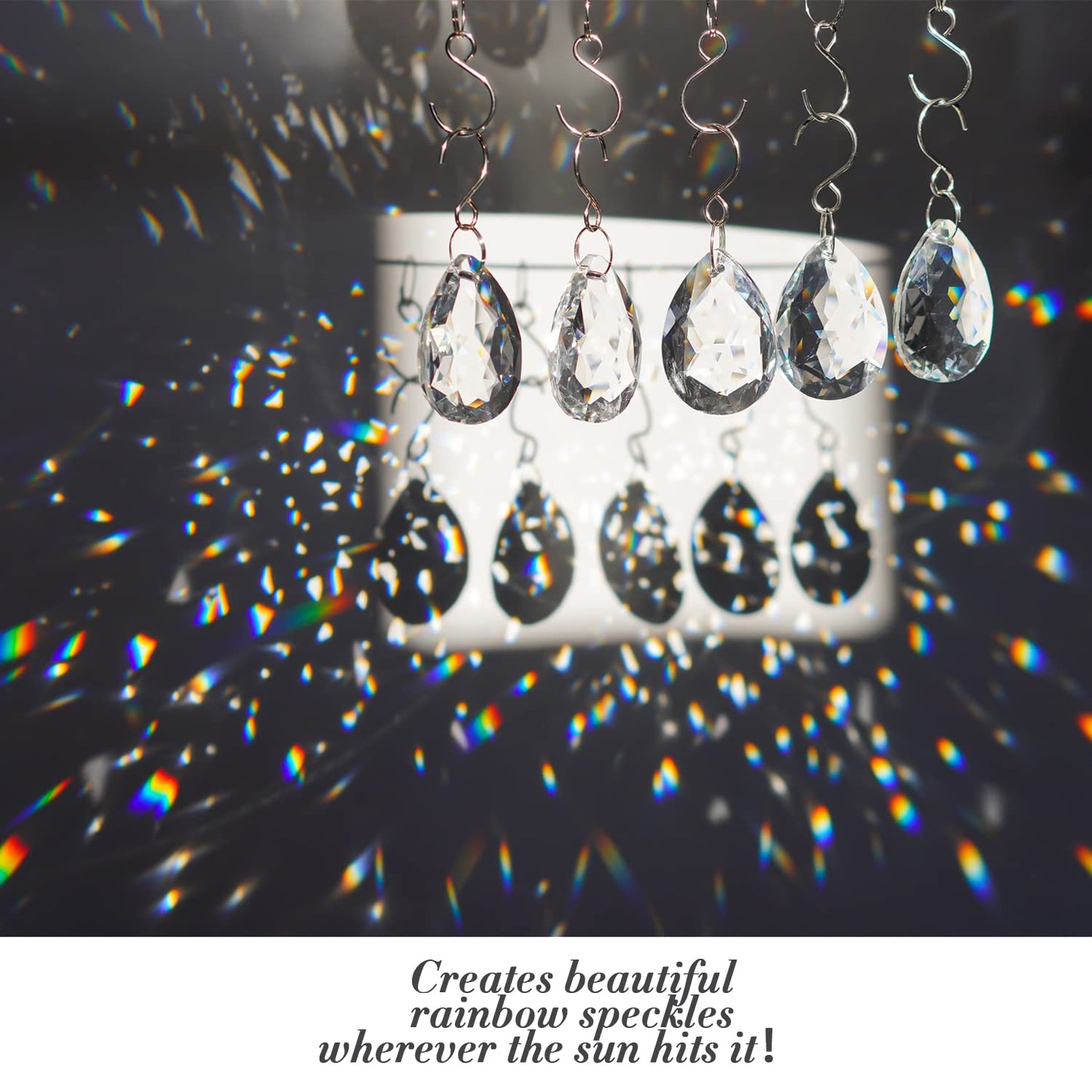 10pcs 38mm Clear Crystal Teardrops Chandelier Parts,Chandelier Crystal Prisms Pendants with Hook,Hanging Crystals for Lamp Window Christmas Tree Decoration Suncatcher