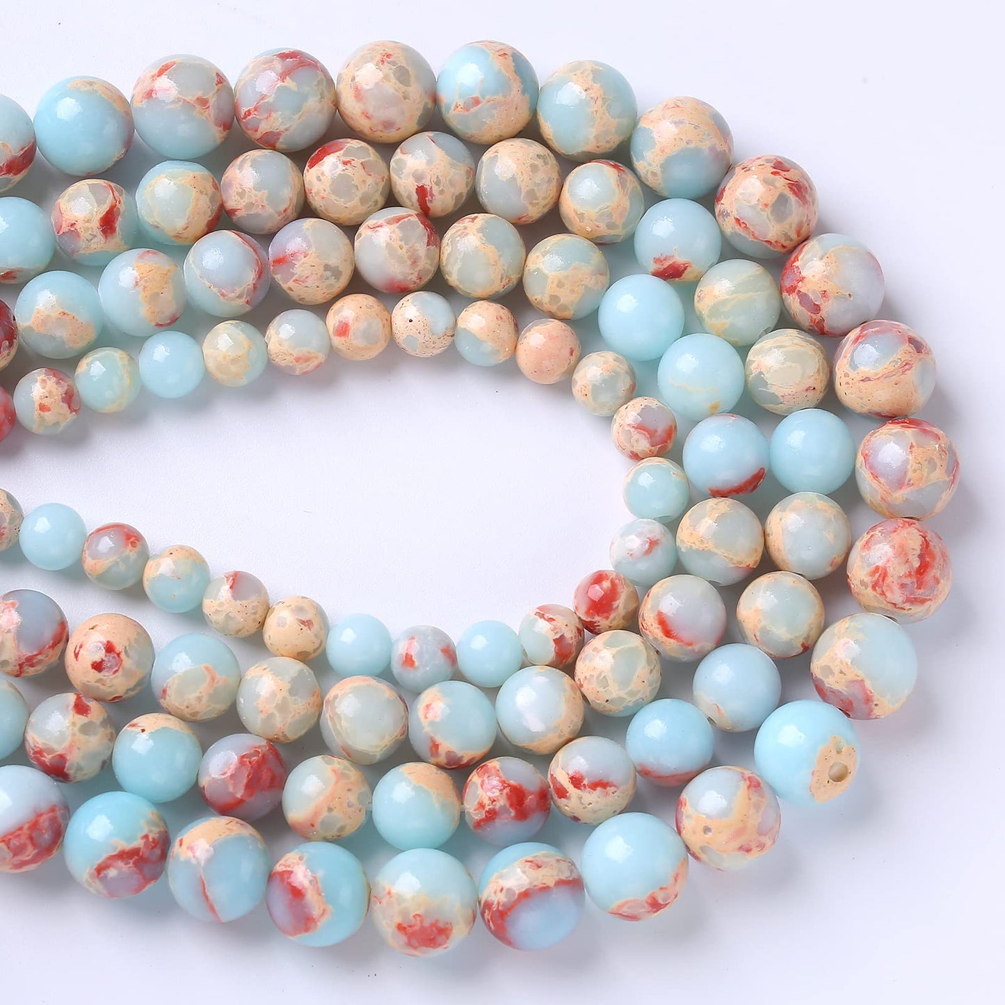 60PCS 6mm Natural Blue Jasper Beads Longevity Mountain Stone Round Loose Spacer Beads for Jewelry Making DIY Energy Stone Healing Power Bracelet 15"(6mm, Blue Jasper)
