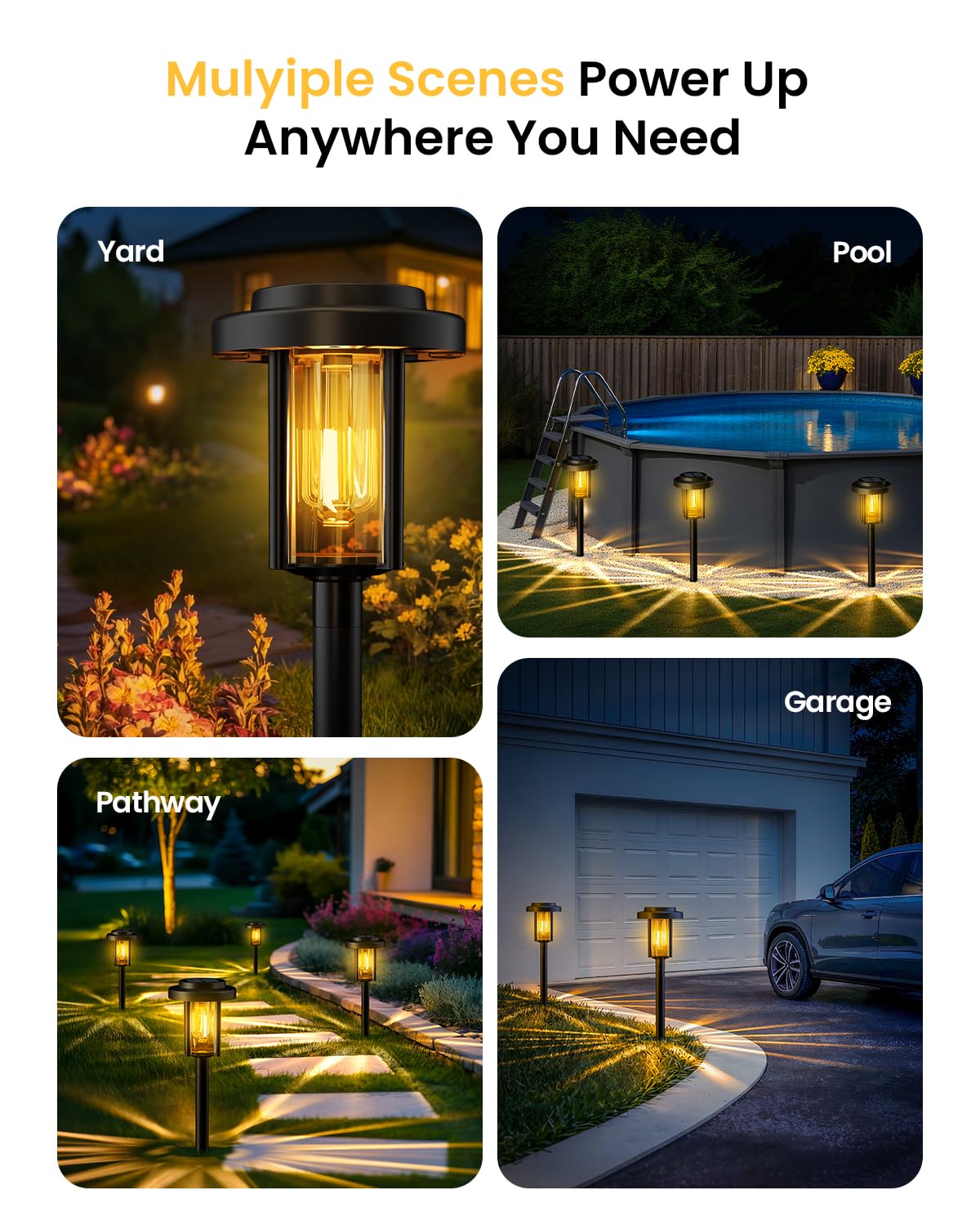 HMDecor Solar Pathway Lights, 8 Pack Solar Light Outdoor IP65 Waterproof, Garden Lights Solar Powered, Outside Decor Landscape Lighting for Yard, Path, Driveway, Walkway (Warm White)