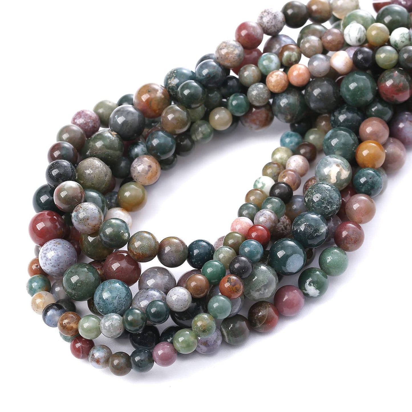 60PCS 6MM Natural Colorful Indian Agate Stone Beads Round Loose Beads for welry Making DIY Bracelet Necklace Accessory 15"