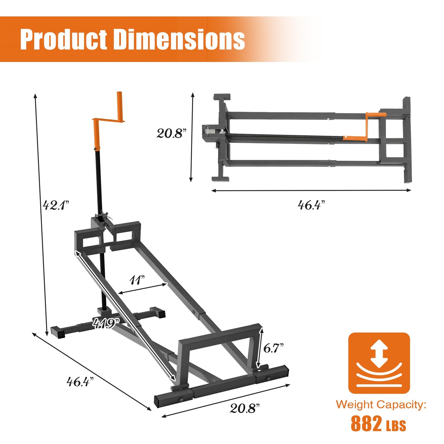 Lawn Mower Lift Jack -Lifting Platform 880 Lbs Capacity for Garden Tractors and Lawn Mowers with Manual Handle & Power Tool Extension Handle (Gray)