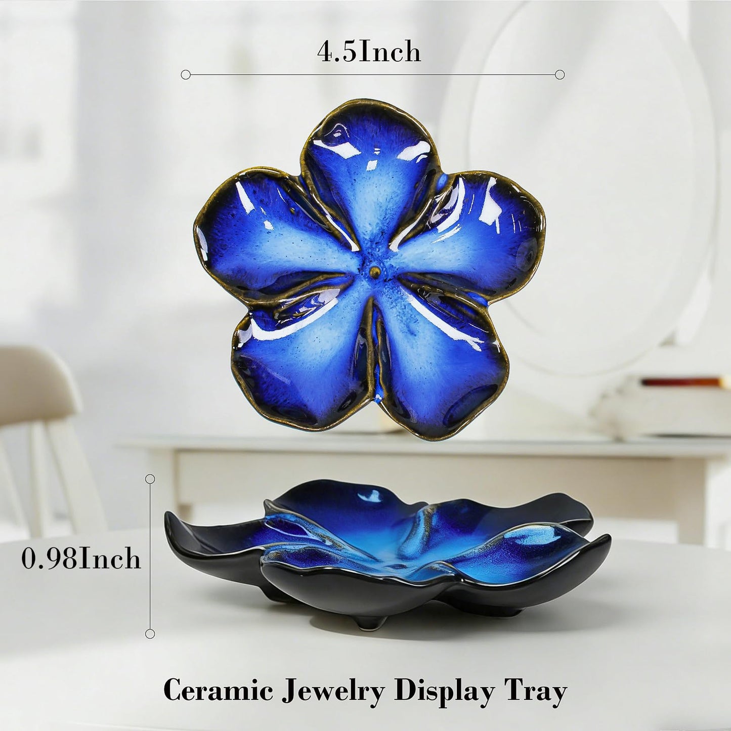 SEEDUSTRY Ceramic Jewelry Tray, Petal Ring Dish, Small Ceramic Jewelry Trinket Holder, Desktop Decoration, Dainty‌ Plate for Rings, Earrings, Necklace, Gifts for Mother Girlfriend Daughter Sister