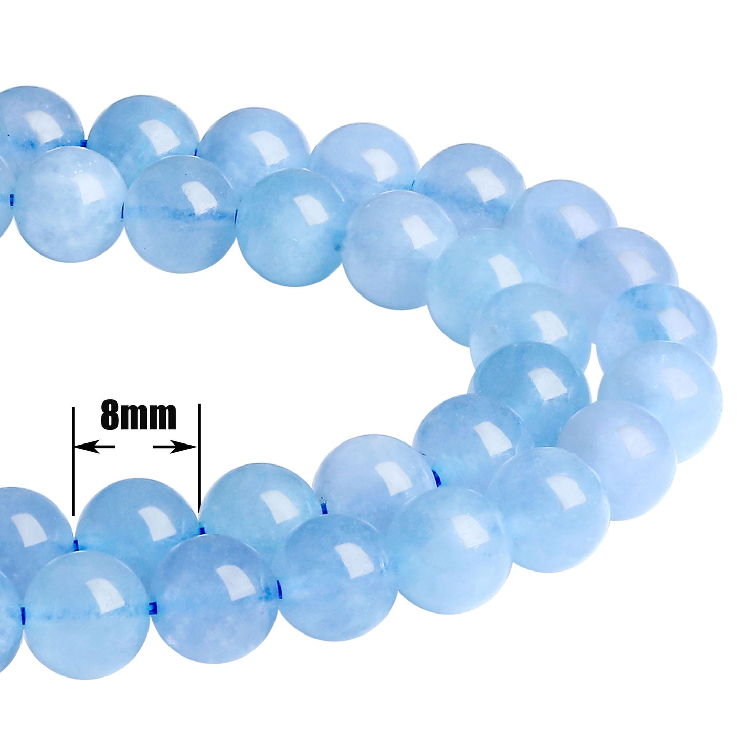 QINJIEJIE 100pcs Aquamarine Beads 8mm Round Loose Blue Crystal Beads for DIY Jewelry Making