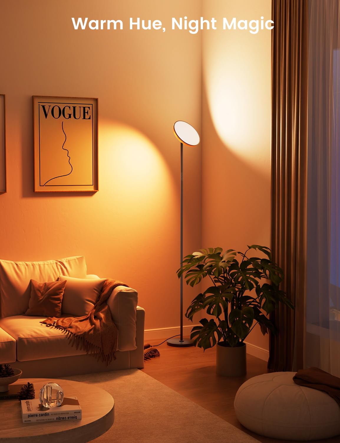 UFO LED Torchiere Floor Lamp with RGB Ambient Light, 42W 3700LM Bright Dimmable Sky Lamp,71in Modern Tall Standing Lamp with Remote Touch Control&Timer,for Living Room Bedroom Office Gaming Room,Black