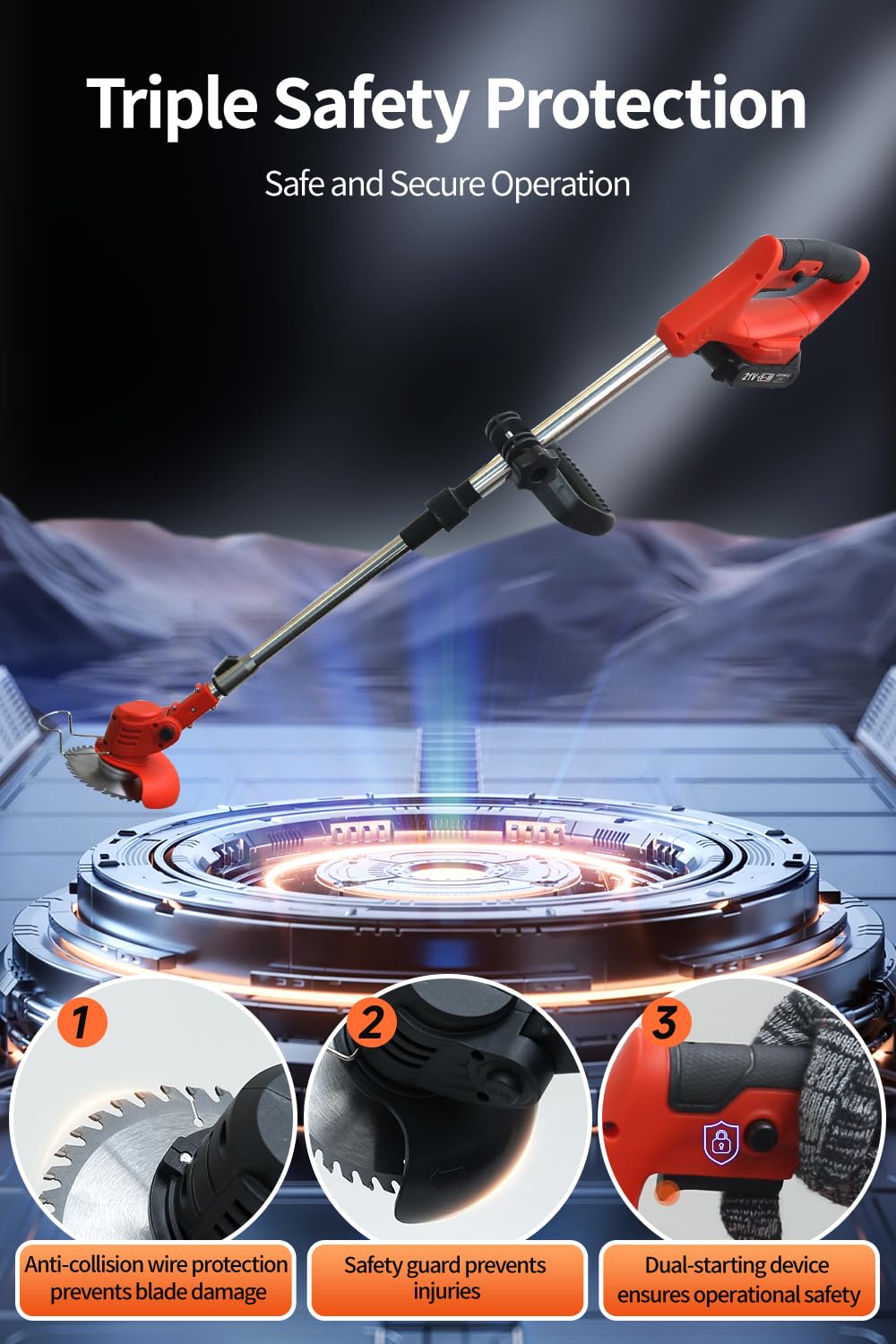 Cordless Weed Wacker,Electric Weed Eater,Grass Trimmer Cordless,2 Batteries,Lightweight and Foldable Design,Weed Erimmer,String Trimmers, Red