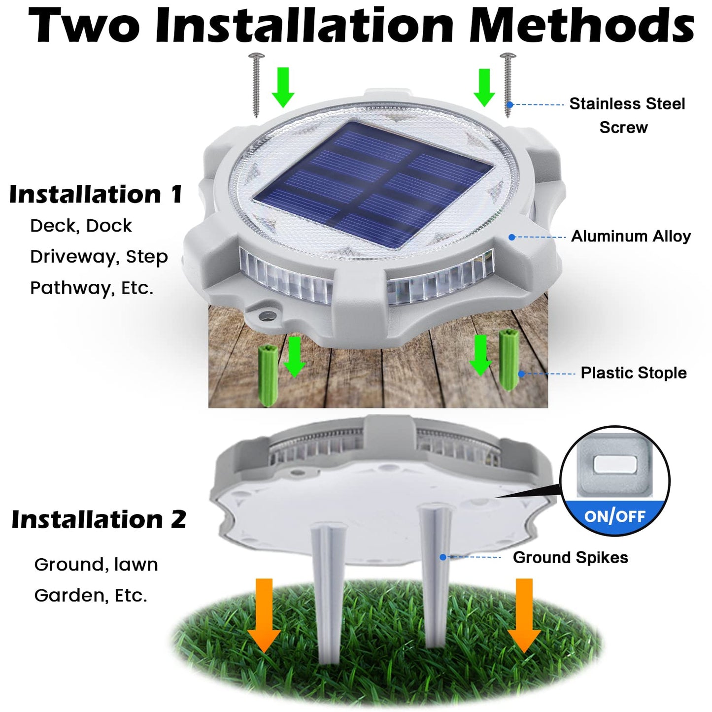 SIEDiNLAR Solar Deck Lights Outdoor 2 Modes LED Driveway Markers Dock Light Solar Powered Waterproof for Step Walkway Ground Stair Pathway Yard Road Garden 4 Pack (Blue/Red)