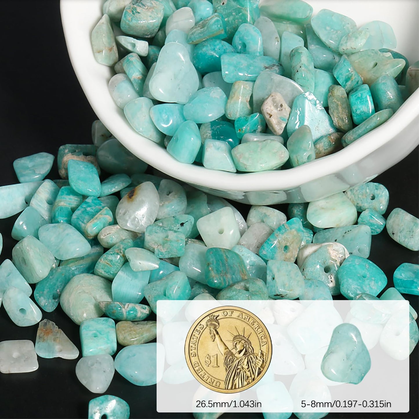 NITOPUPU 30in Amazonite Natural Chip Stone Beads 5-8mm About 230pcs, Irregular Drilled Light Blue-Green Bead for Bracelets Jewelry Making Supplies for Adults, DIY Crafts.