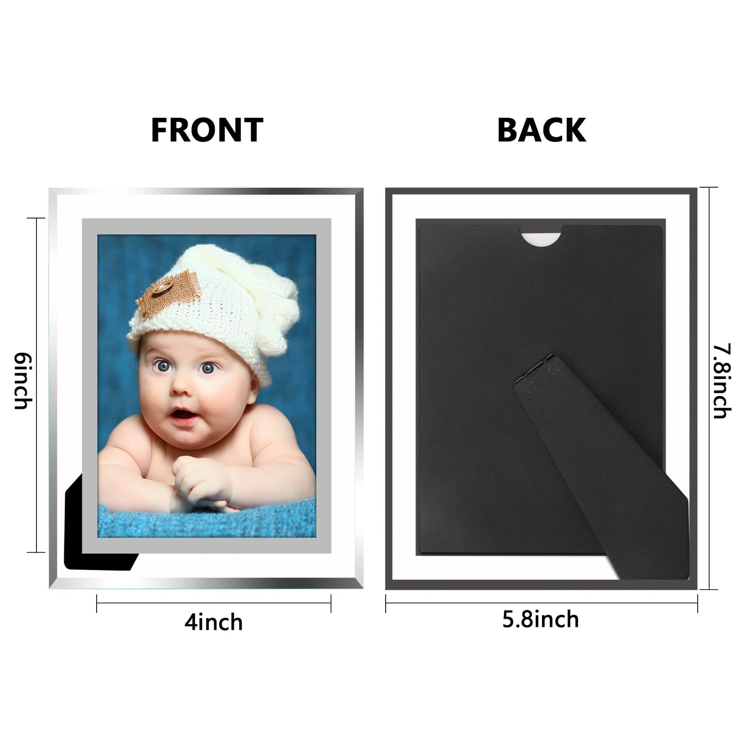 Vienrose 4x6 Picture Frame Set of 2, Clear Glass Photo Frames with Silver Edge, Horizontal or Vertical Display for Tabletop, Desk, Home, Office Decoration