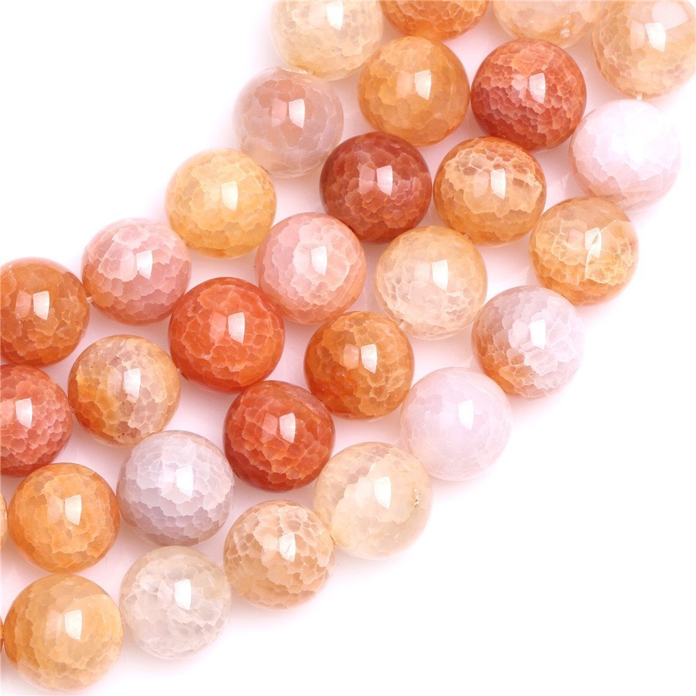 6mm Natural Crackled Agate Beads Round Gemstone Loose Beads for Jewelry Making (63-66pcs/strand)