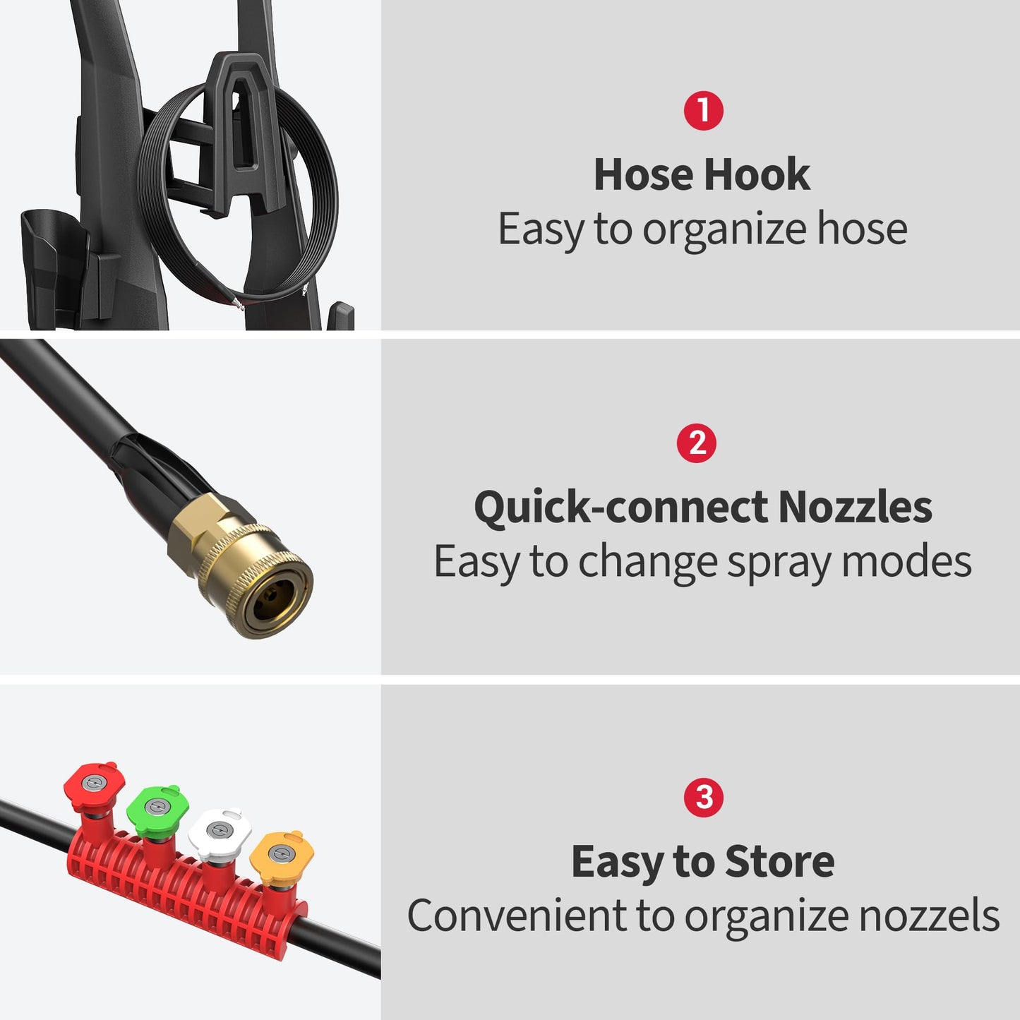 Electric Pressure Washer, 2.5 GPM Power Washer with 4 Quick Connect Nozzles & Foam Cannon, Portable High Pressure Washer Cleaning Machine for Cars Fences Driveways Patios