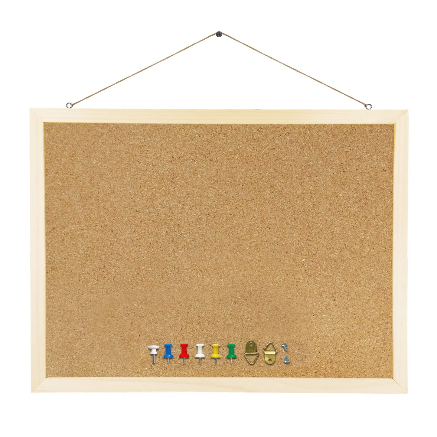 GDMINLO Cork Board Bulletin Board, 15.7"X 11.81" pin Boards for Walls, Oak Wood Finish Frame, Wall Mounted Cork Board for Office Home and School(Pins, Eye Bolts, gaskets, Screws)