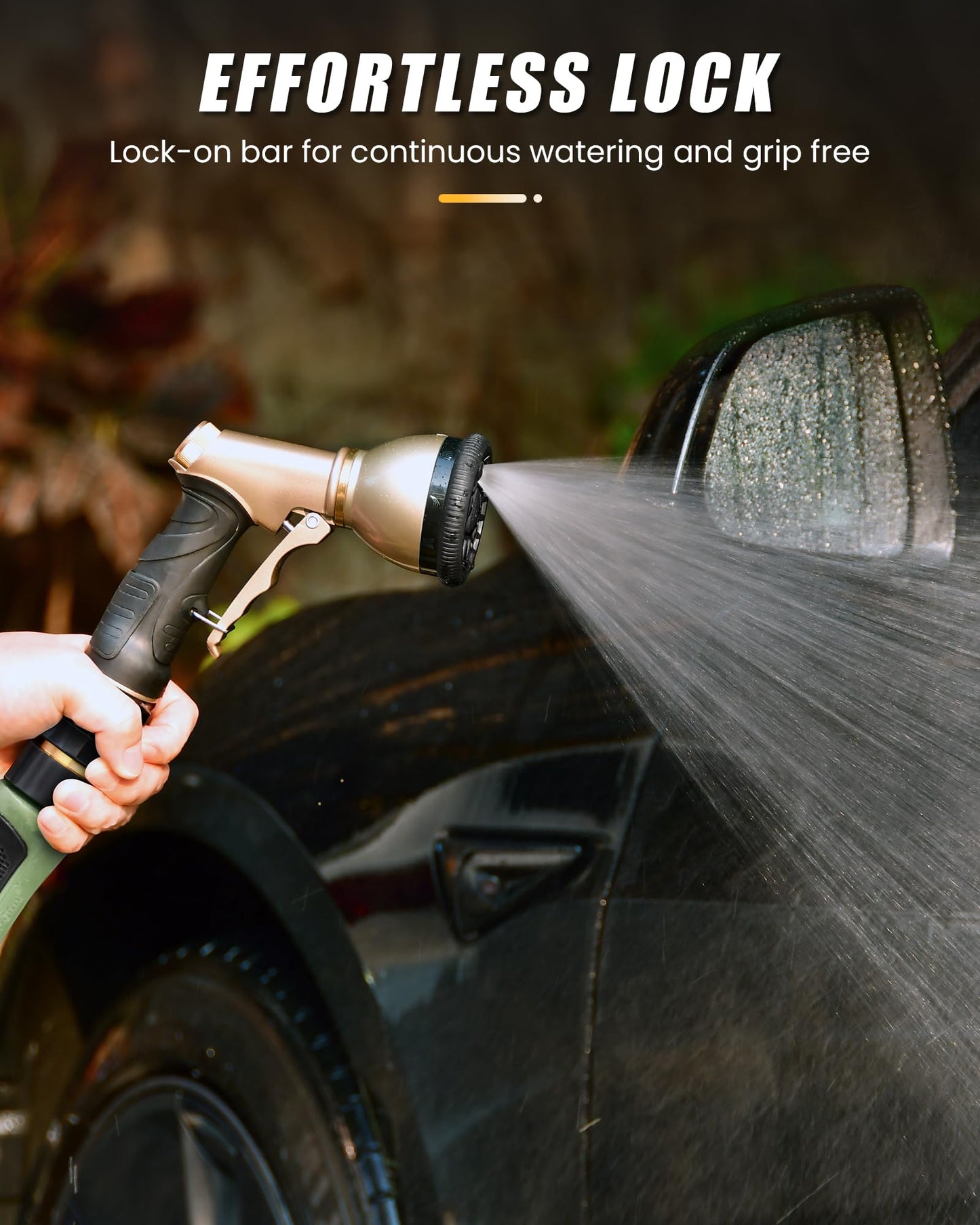 RAINPOINT Garden Hose Nozzle, Metal Hose Sprayer Nozzle With 9 Adjustable Spray Patterns, Heavy Duty Hose Sprayer for Watering Plants, Lawns, Car Wash, Pet Washing(Black)