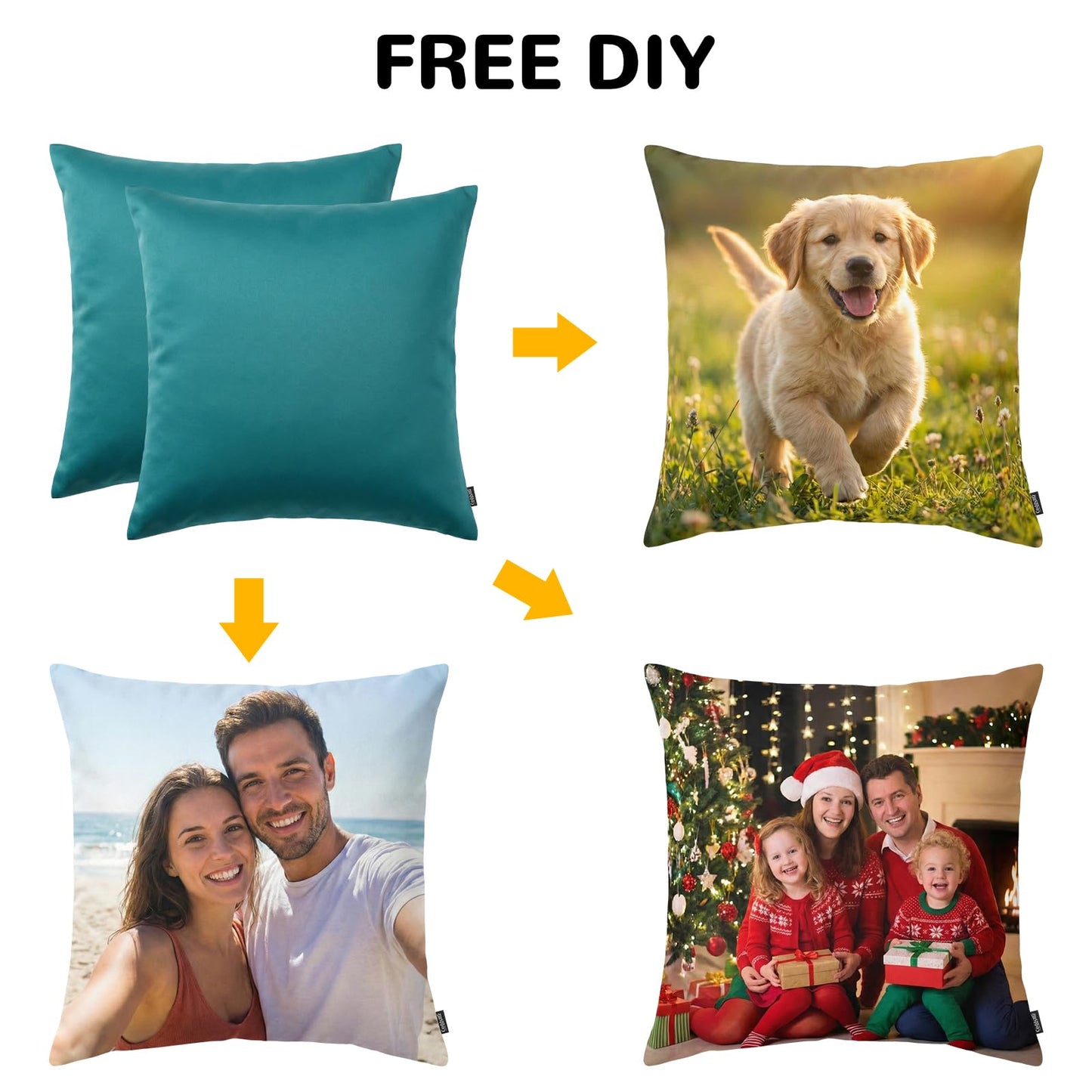 Coddsmz 6 Pack Decorative 100% Cotton Pillow Covers Square Cushion Cover Solid DIY Throw Pillowcase for Home Bed Sofa Halloween Christmas,Teal,6 Pack-18" x 18"/45x45cm
