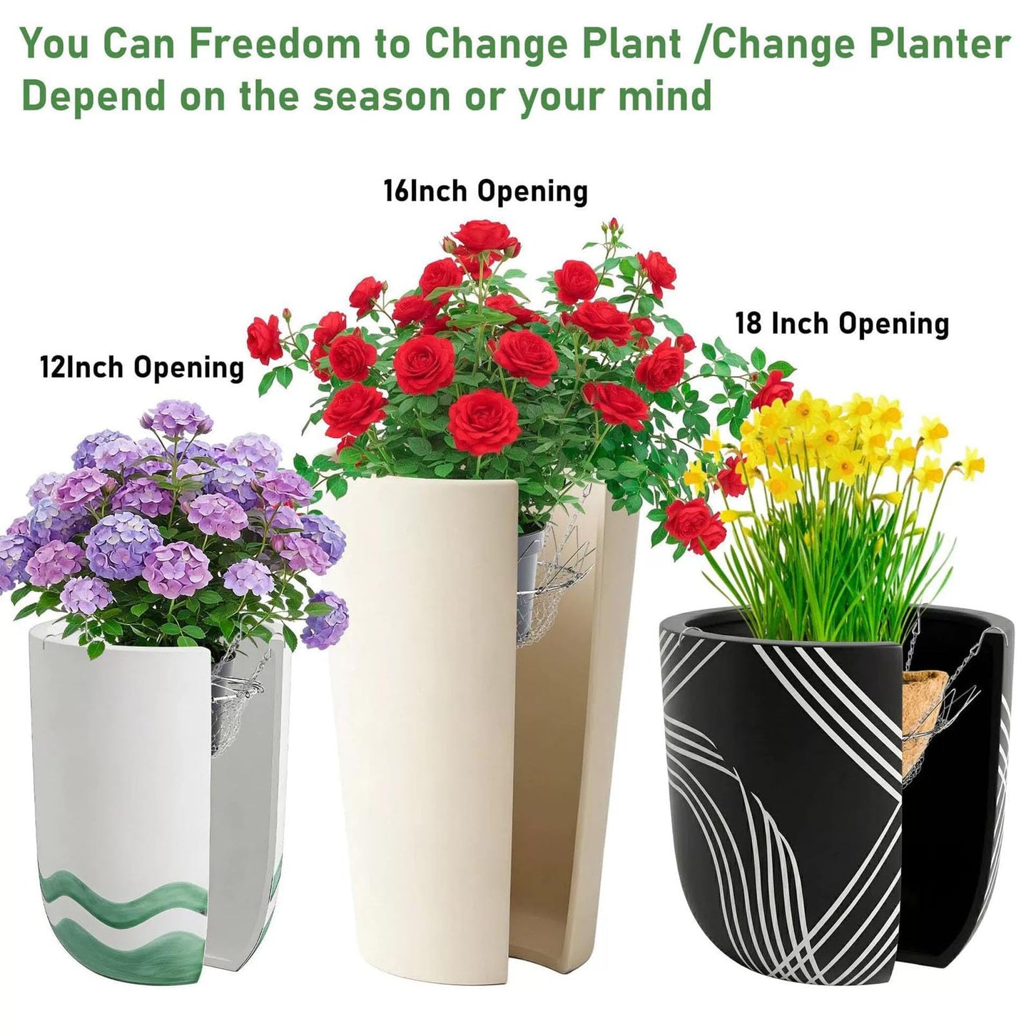 Adjustable Planter Insert, Chain Planter Filler for Elevate Plants, Flower Filler Support Chains Outdoor, Stainless Steel Plant Pot with Chains, Plant Lift Risers for Inside Pots