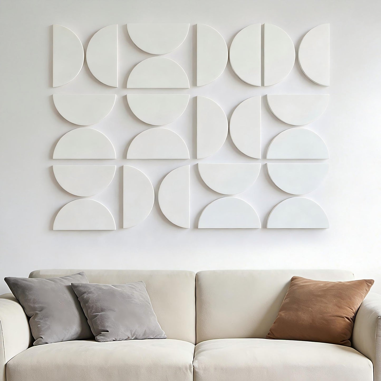 Half Circles 3D Wall Panels, Wall Decor Accents, Geometric Art, Large Wall Art, Landscape Home Decoration Modern and Minimalist For living Room,Bedroom, Office-24-Pack Panel Kit (White-24 PACK)