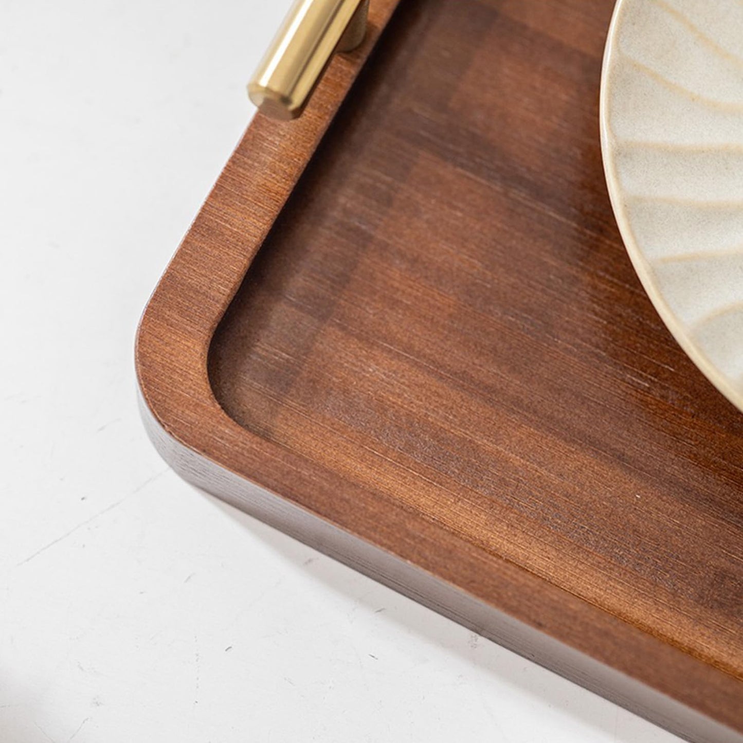 XZHXFX Bamboo Serving Tray with Gold Handles, Food Tray for Breakfast,Coffee Table,Dinner & Bar, Decorative Tray for Kitchen, Bedroom (Small)