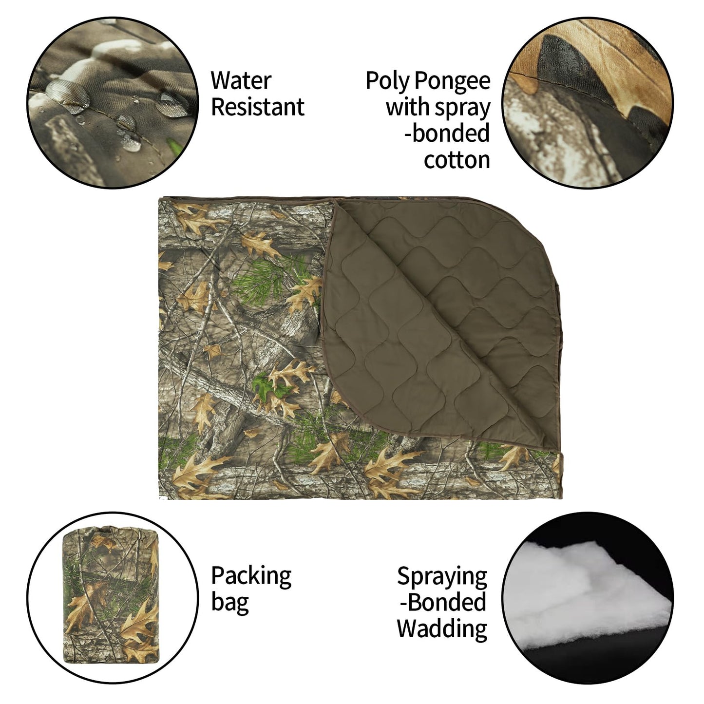 LOOGU Camouflage Camping Blanket, Picnic Blanket, Outdoor Blanket, Beach Blanket- Puffy, Packable, Lightweight & Warm | Ideal for Outdoors, Travel, Stadium, Festivals, Beach, Hammock
