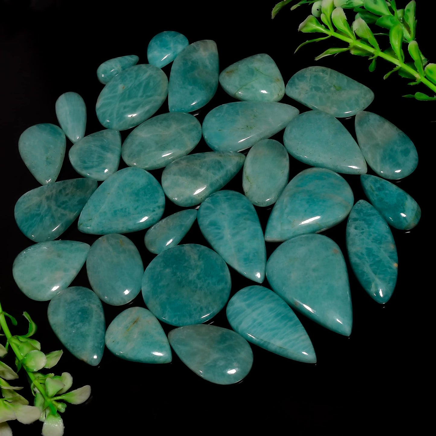 Natural 5, 4 & 3 Pcs Gemstones Cabochons Lot (15–30 MM), Multi Shape Stones for Jewelry Making Supplies Healing Crystals Gems Loose Gemstones (Amazonite, 5pcs)