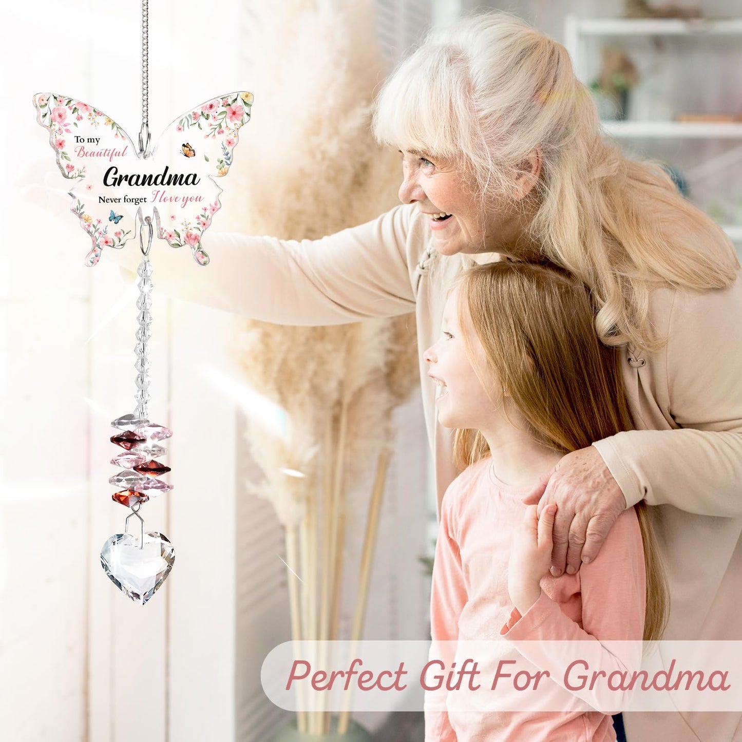Gifts for Grandma for Mothers Day, Grandma Birthday Gifts, Grandma, Gift for Grandmother Crystal Suncatcher, to My Grandma's Present Hanging Butterfly Crystal Suncatcher Ornament