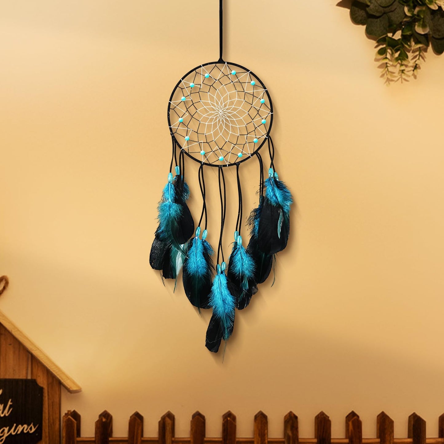 Dream Catchers Pendant Decorations, Handmade Dreamcatcher, Suitable for Living Room, Bedroom Ornament（Blue）
