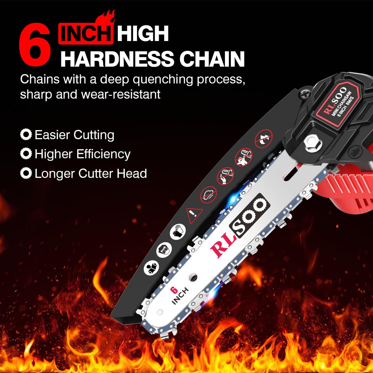 Mini Chainsaw Cordless, 6 Inch Handheld Chain Saw Battery Powered with 2 Rechargeable Batteries and 3 Chains, Portable Small Electric Tree Trimmer for Wood Cutting, Pruning, Courtyard and Household