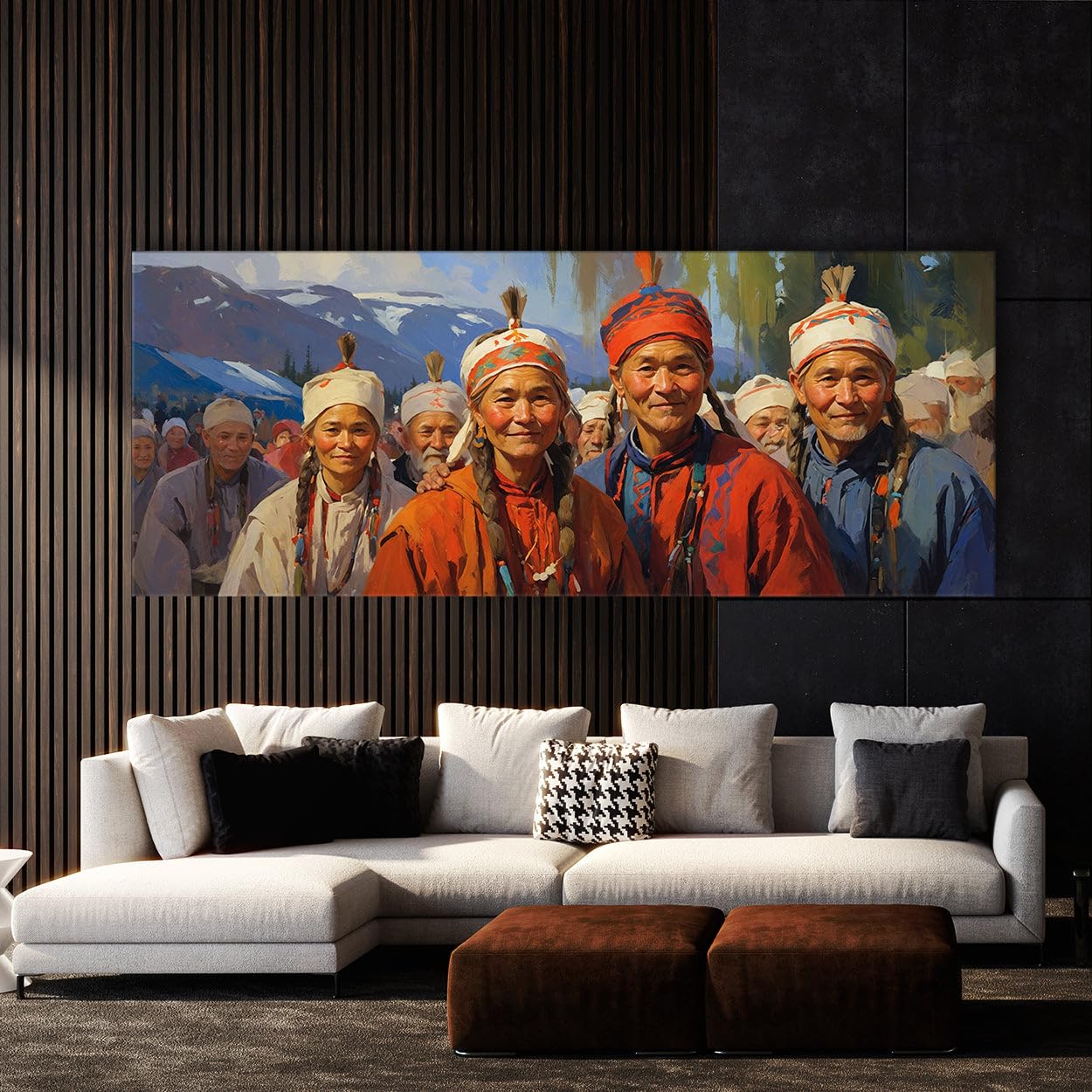Sense Canvas Scandinavian Sami Celebrations 61 Canvas Art - Home Decor Wall Art Print Poster Painting Large 40x16 / 0.75"