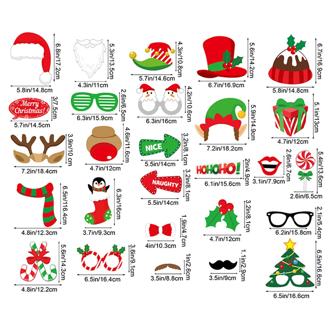 32pcs Christmas Photo Booth Props Party Decorations for Women Men Selfie Props Party Favors