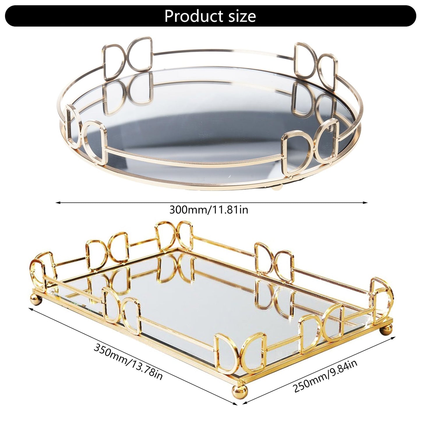 hejhncii Stylish Antique Mirroring Display Tray Home Accessory for Stylish Storage and Display in Bathroom or Bedroom Wedding