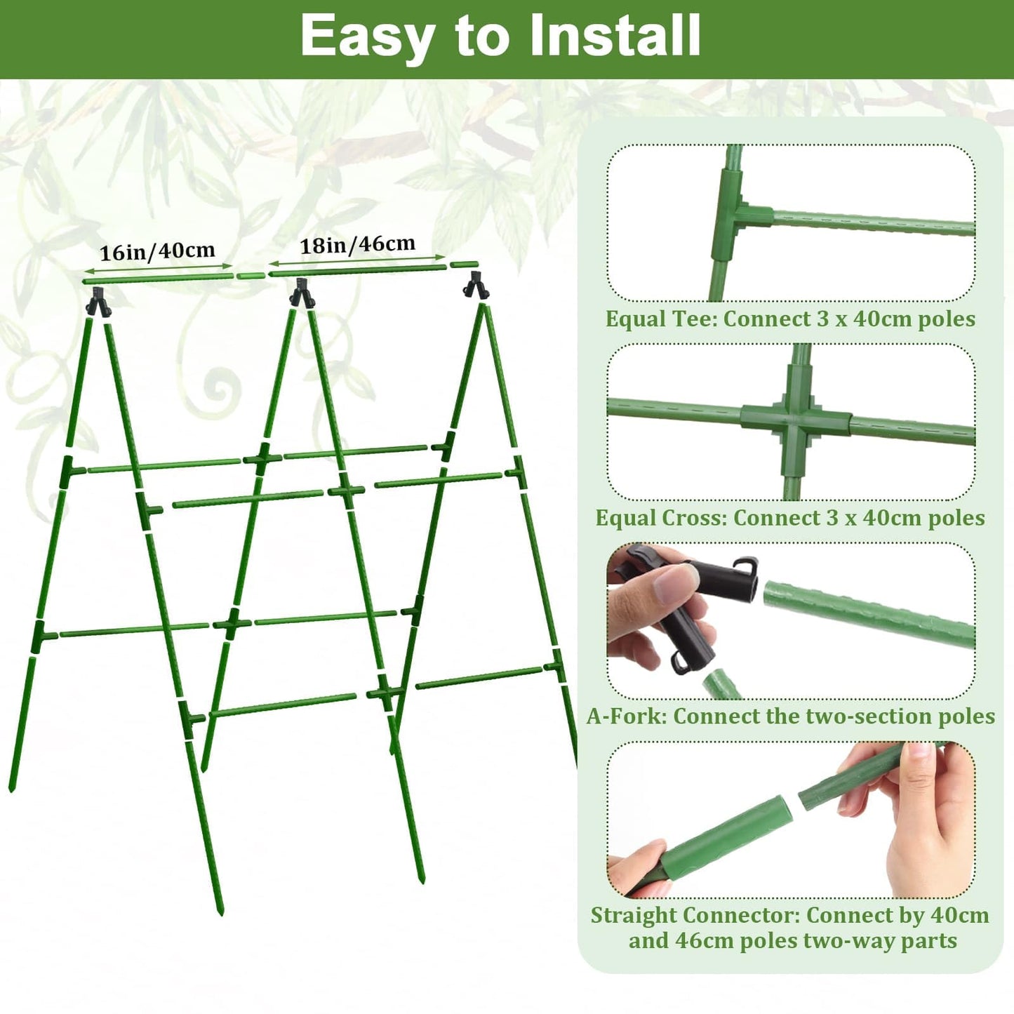 Galvanized Raised Bed with Cucumber Trellis, Garden Arch Trellis Outdoor Reusable A-Frame Metal Trellis with Trellis Net for Pea Vegetable Bean Grape Vines Flowers Climbing Plants Stand Support