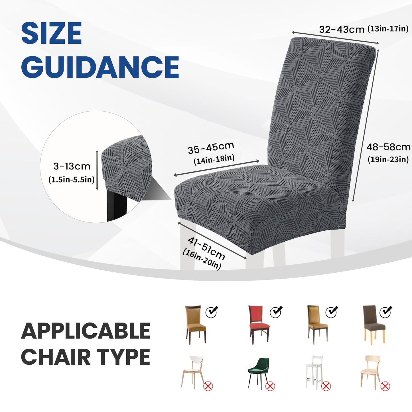 YSTELLAA Dining Room Chair Covers Set of 4,Stretch Chair Covers Parson Chair Slipcovers Removable Washable Kitchen Chairs Seat Covers,Light Gray