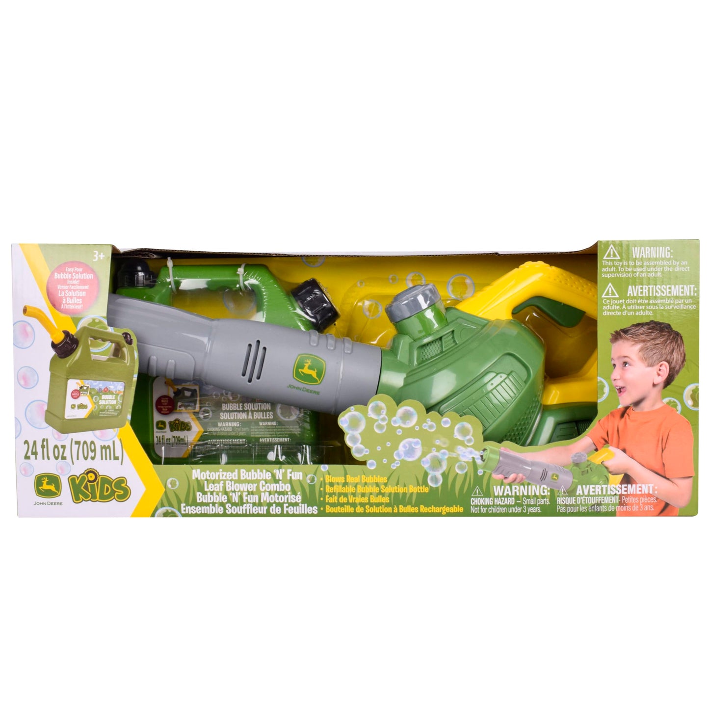 John Deere Bubble Leaf Blower Toy for Kids Includes 24oz Bubble Refill Gas Can, Outdoor Bubble Machine for Kids, Easy to Use, Outdoor Play, Great Gift Toddler 3+
