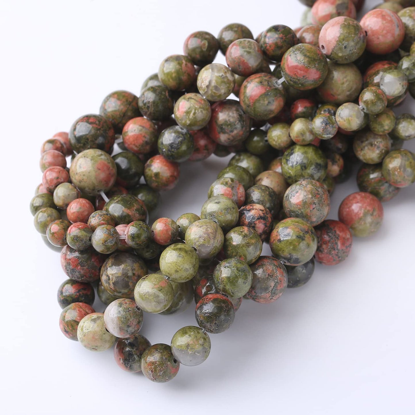 45PCS 8MM Natural Unakite Stone Beads Energy Healing Beads for DIY Jewelry Bracelet Necklace Making for Jewelry Making15Inch