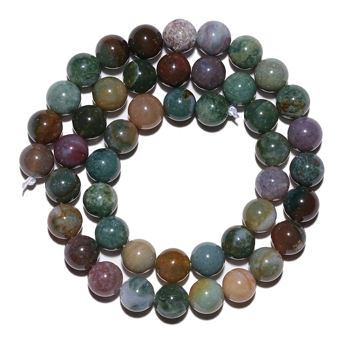 8mm Natural Indian Agate Gemstone Beads Polished Round Smooth Stone Beads for Bracelets Jewelry Making 15inch Loose Beads