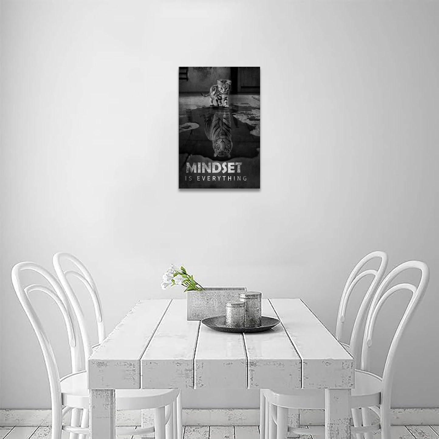 Inspirational Canvas Prints Cat Tiger Wall Art Mindset Pictures Motivational Quotes Animal Poster for Office Decor Framed Ready to Hang 20x30inches