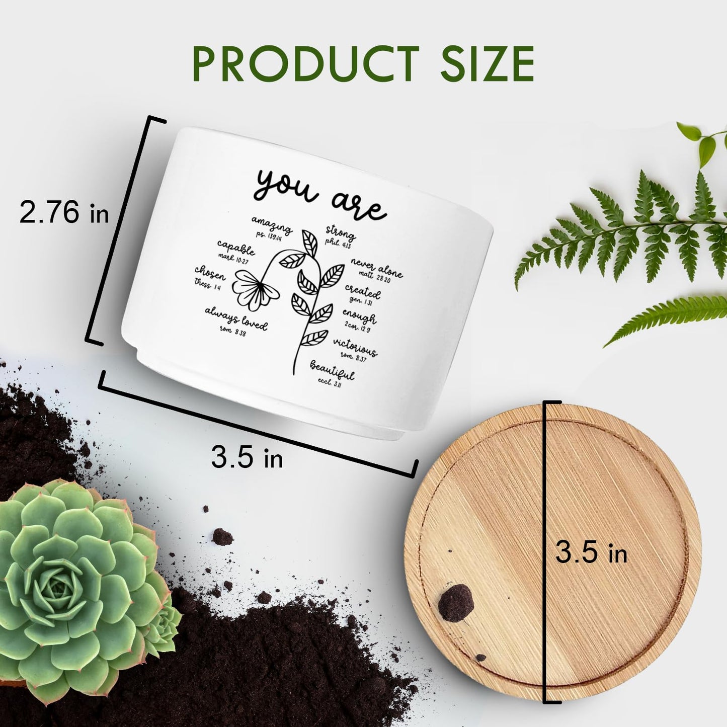 Jutasty Christian Religious Gifts for Women, Succulent Plant Pot, Cactus Flower Planter Gifts, Inspirational Motivational Gifts for Women Friend, Plant Pots for Office Desk Table Shelf (No Plants)