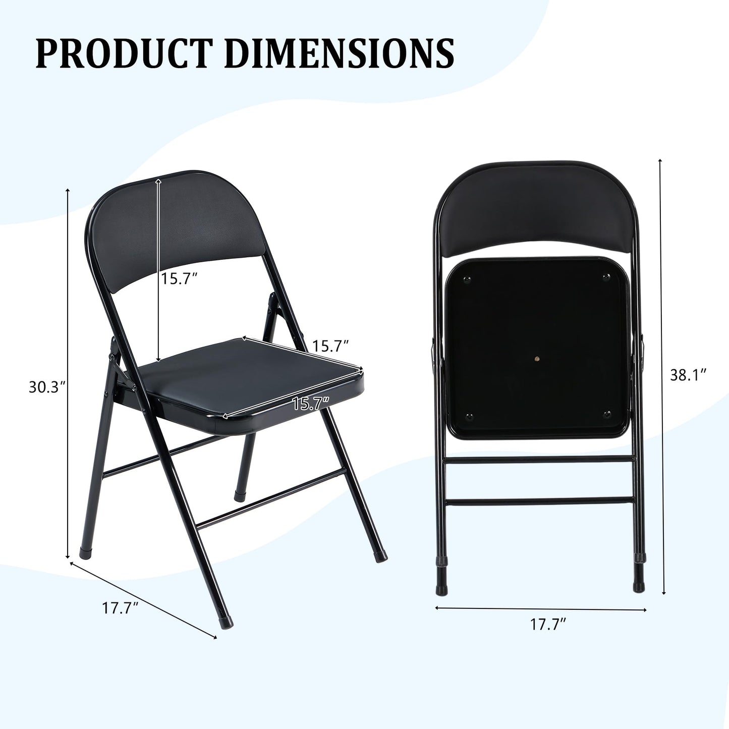 Usnipoya Folding Chairs 10 Pack Black with Padded Seats, 350-LBS Heavy Duty Metal Frame, Portable Design for Commercial Use, Party Events Wedding Outside, No Assembly Required