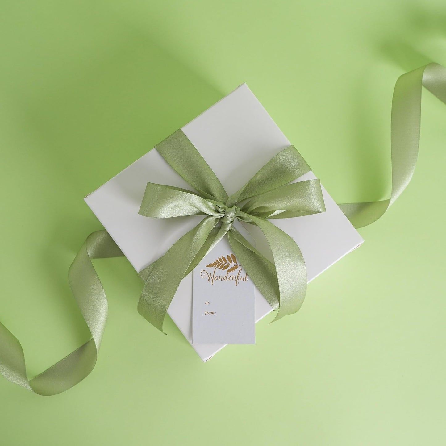 HUIHUANG Moss Green Satin Ribbon - 1 inch Luxury Shimmer, Extra Density, Dusty Sage for Gift Wrapping, Crafts, Bows, Flower Bouquets, Holiday Decor, Bridal Showers - 20 Yards