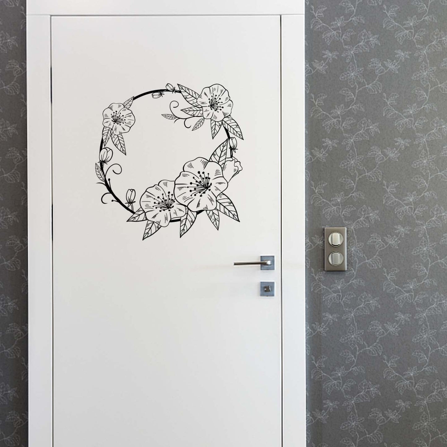 SUPERDANT Moon Phase Wall Decor Flowers Vine Wall Stickers Moon Shape Peel and Stick Art Decor DIY Vinyl Murals Window Cling Decals for Girl's Room Study Room Livingroom Bedroom Decoration