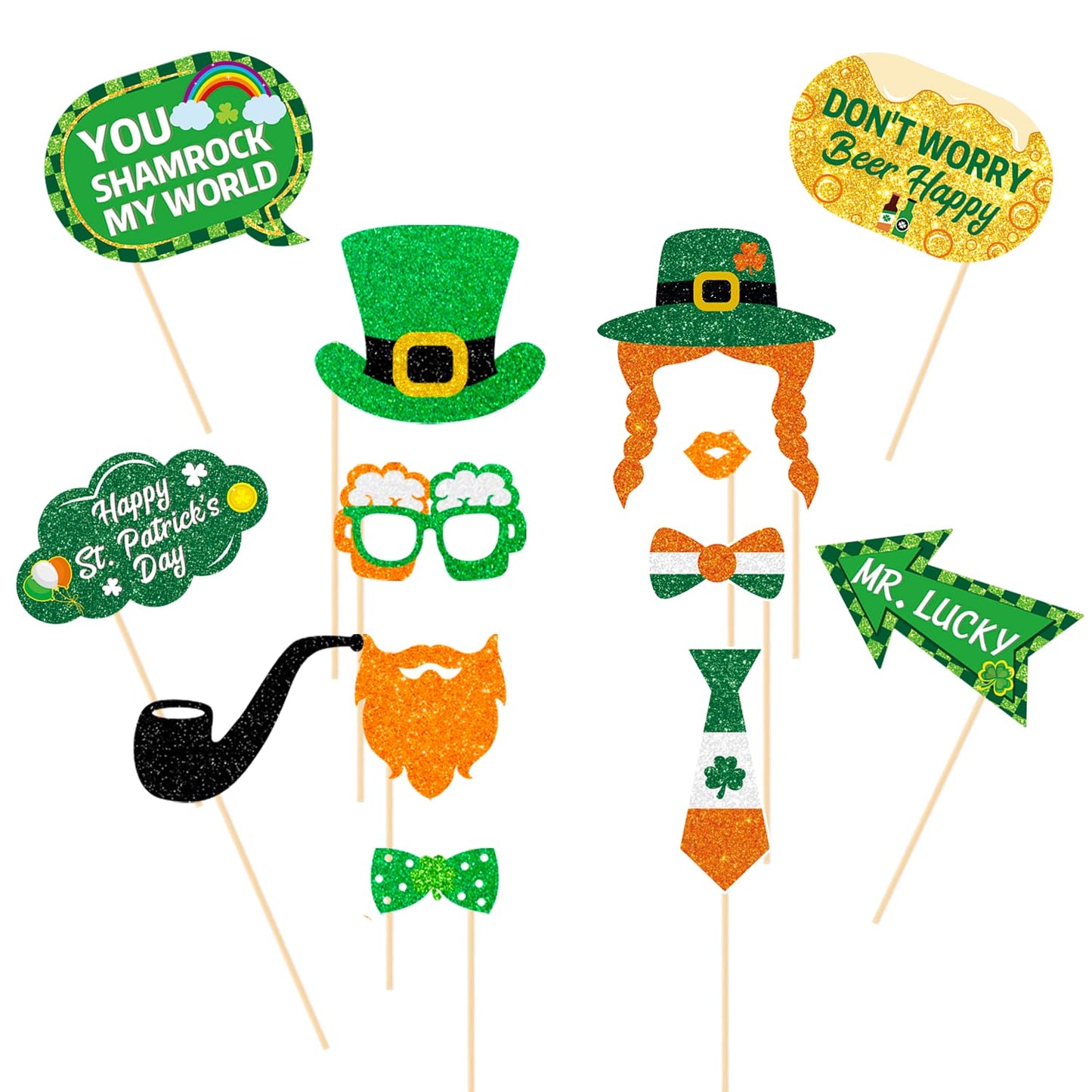 St. Patrick's Day Decorations Photo Props Saint Patricks Day Party Photo Booth Props Kit Lucky Day Friendship Themed Party Decor St. Patty Birthday Party Decoration Supplies 35 Pieces