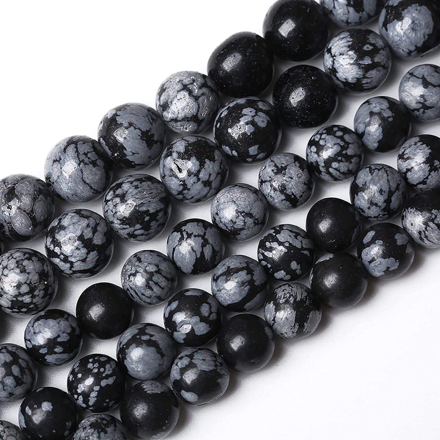 Natural Snowflake Obsidian Beads Round Loose Stone Energy Healing Gemstone Beads for Jewelry Making DIY Bracelet Necklace for Jewelry Making 10mm 38pcs