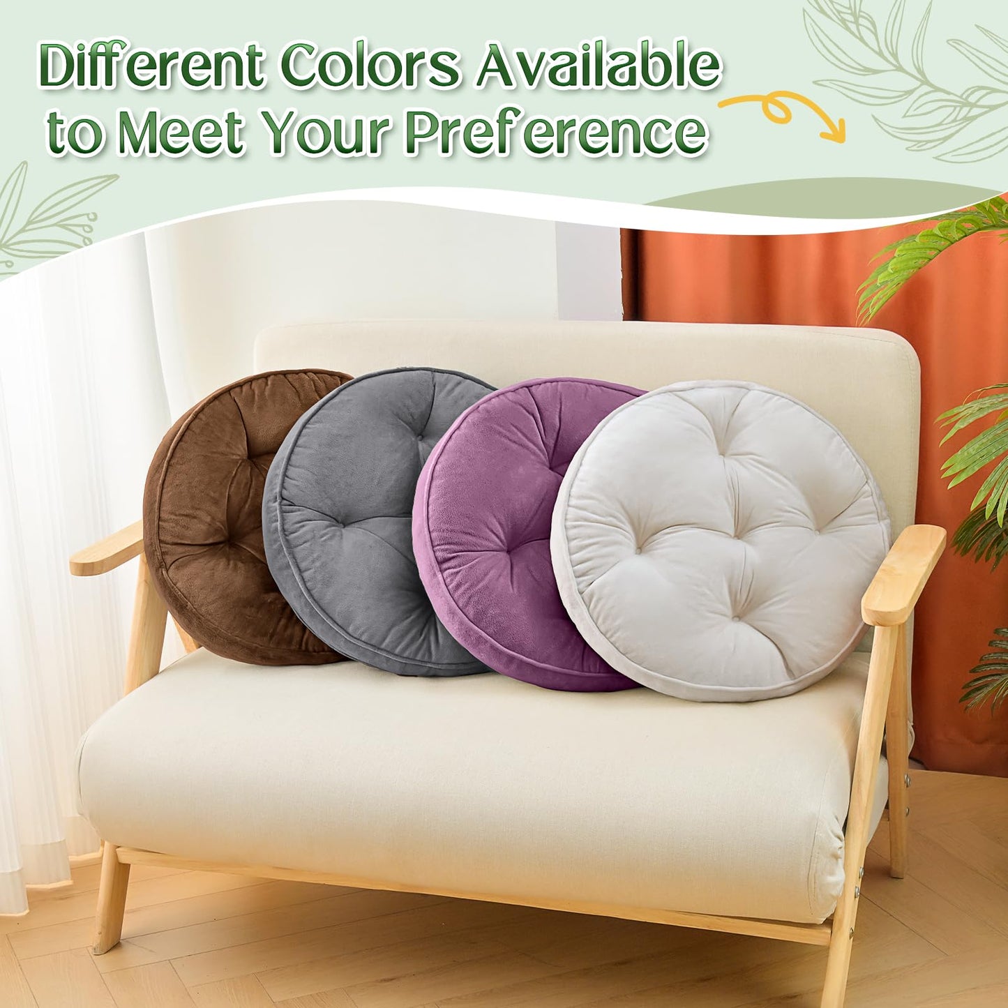 1 MIDDLE ONE Floor Pillow Set of 2, Memory Foam Meditation Cushion, Floor Cushions for Adults Sitting, Large Round Seat Cushions for Yoga, Living Room, 20x20 Inch (Round | Grey)