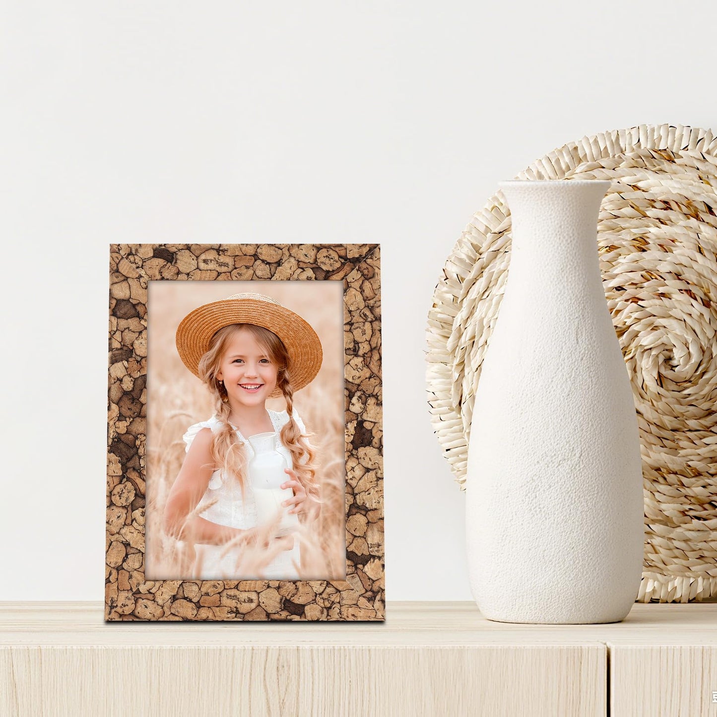 ORIVAN 4x6 Picture Frame Display 4x6 Picture Stone Brown Photo Frame for Wall and Tabletop Decoration